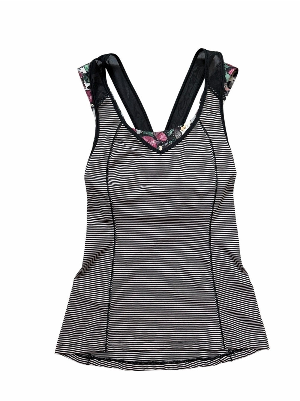 Lululemon Super Sport Black and White Stripe Tank